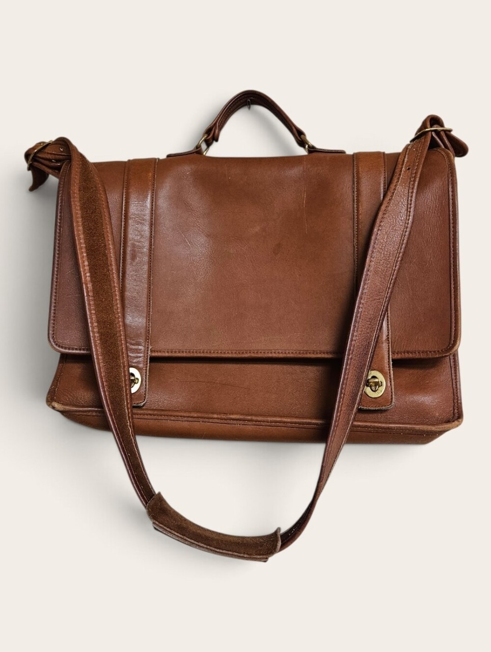 VTG COACH Bag Briefcase Business Men's Leather 5274 Essex Brief Cognac Brown